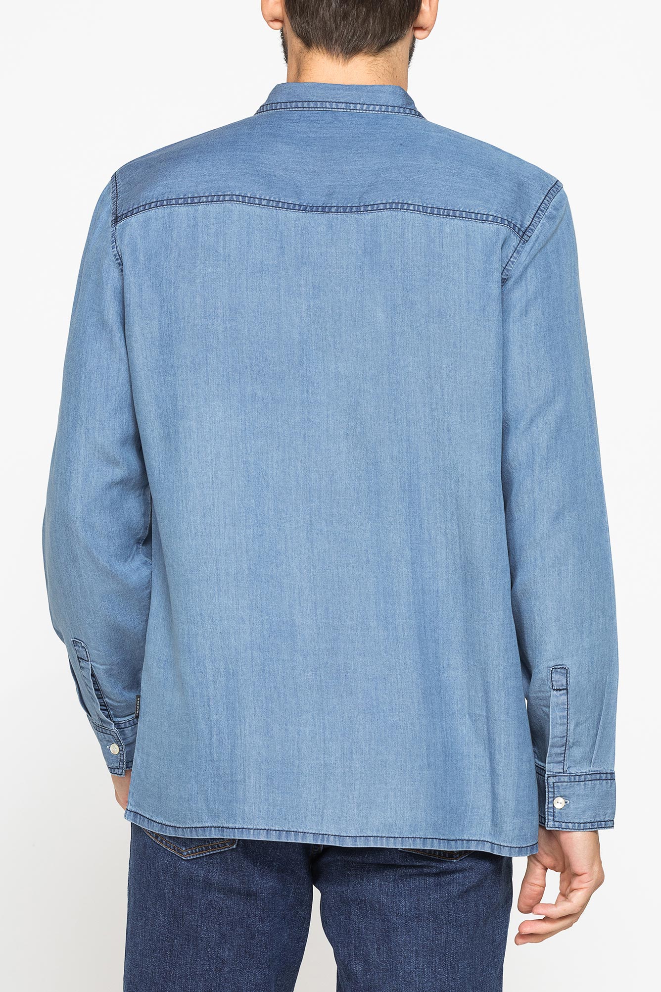 camicia manica lunga in lyocell effetto denim