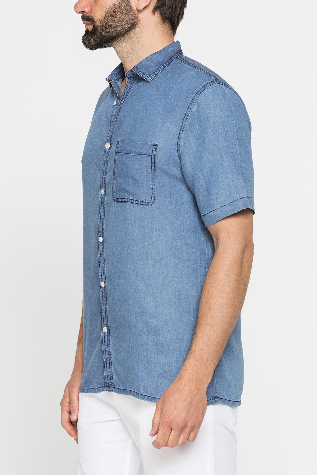camicia estiva in lyocell effetto denim