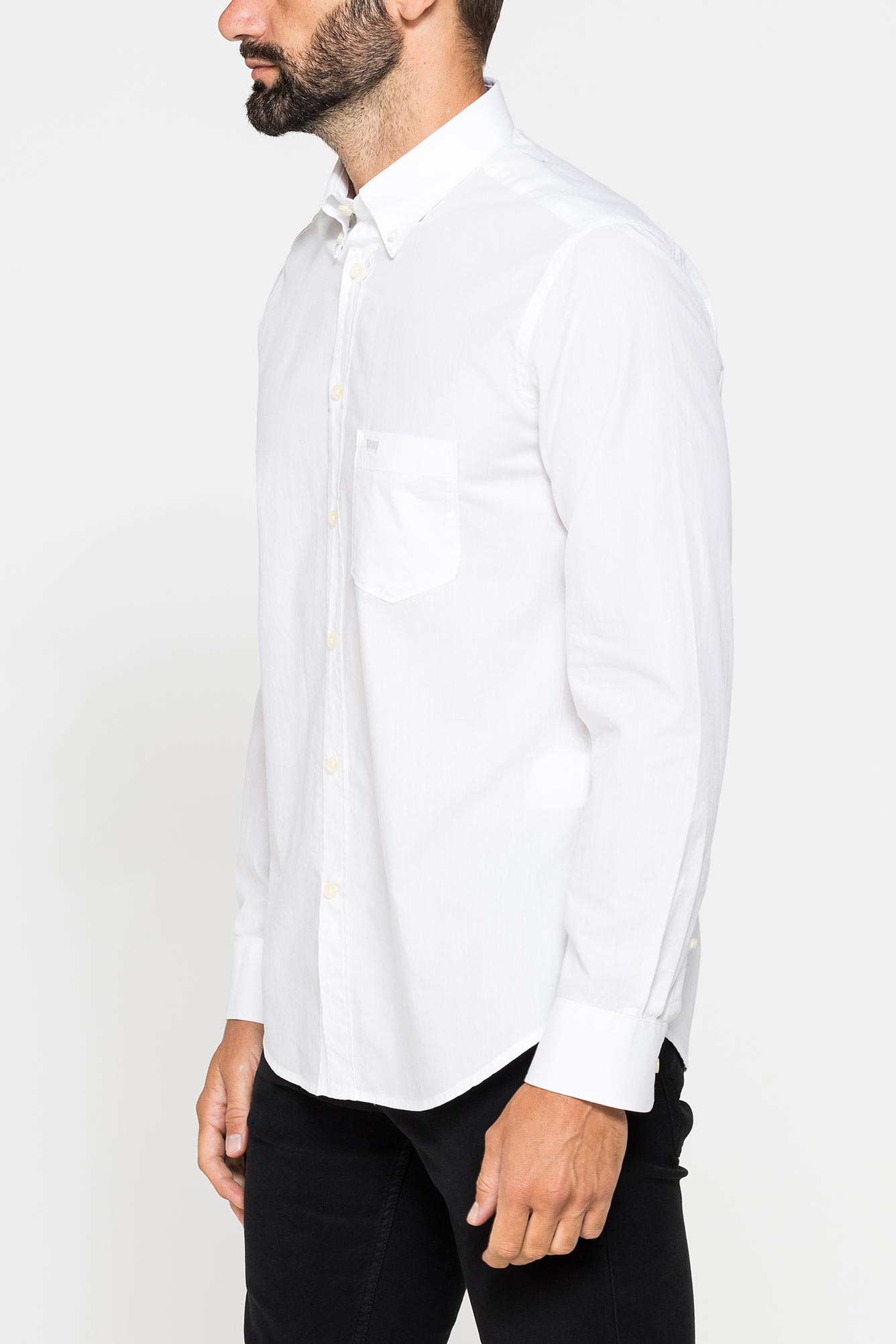 camicia fantasia tinto filo con collo button down