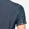 camicia slim fit a manica corta in denim leggero 7oz