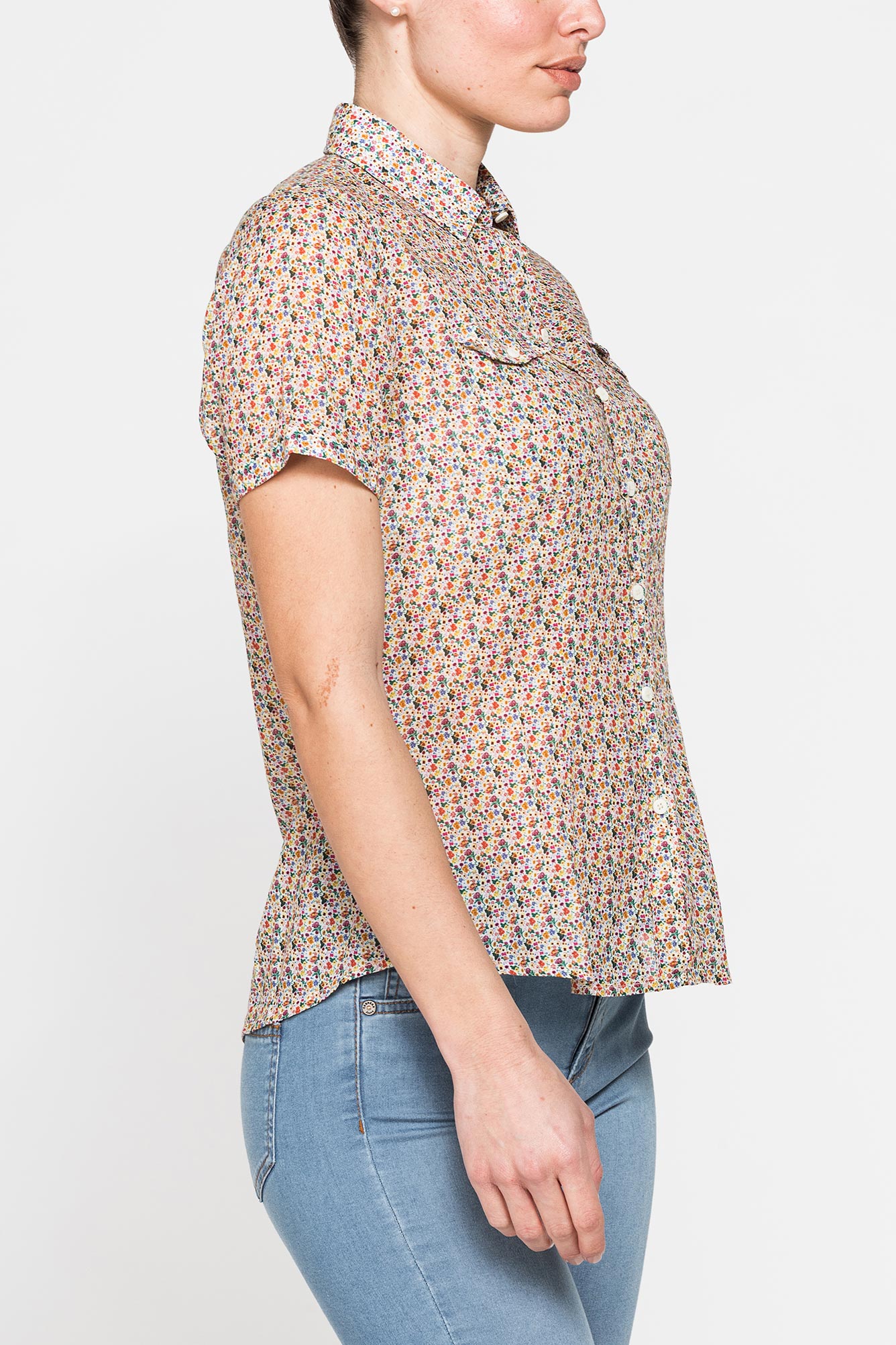 camicia a manica corta in mussola di cotone