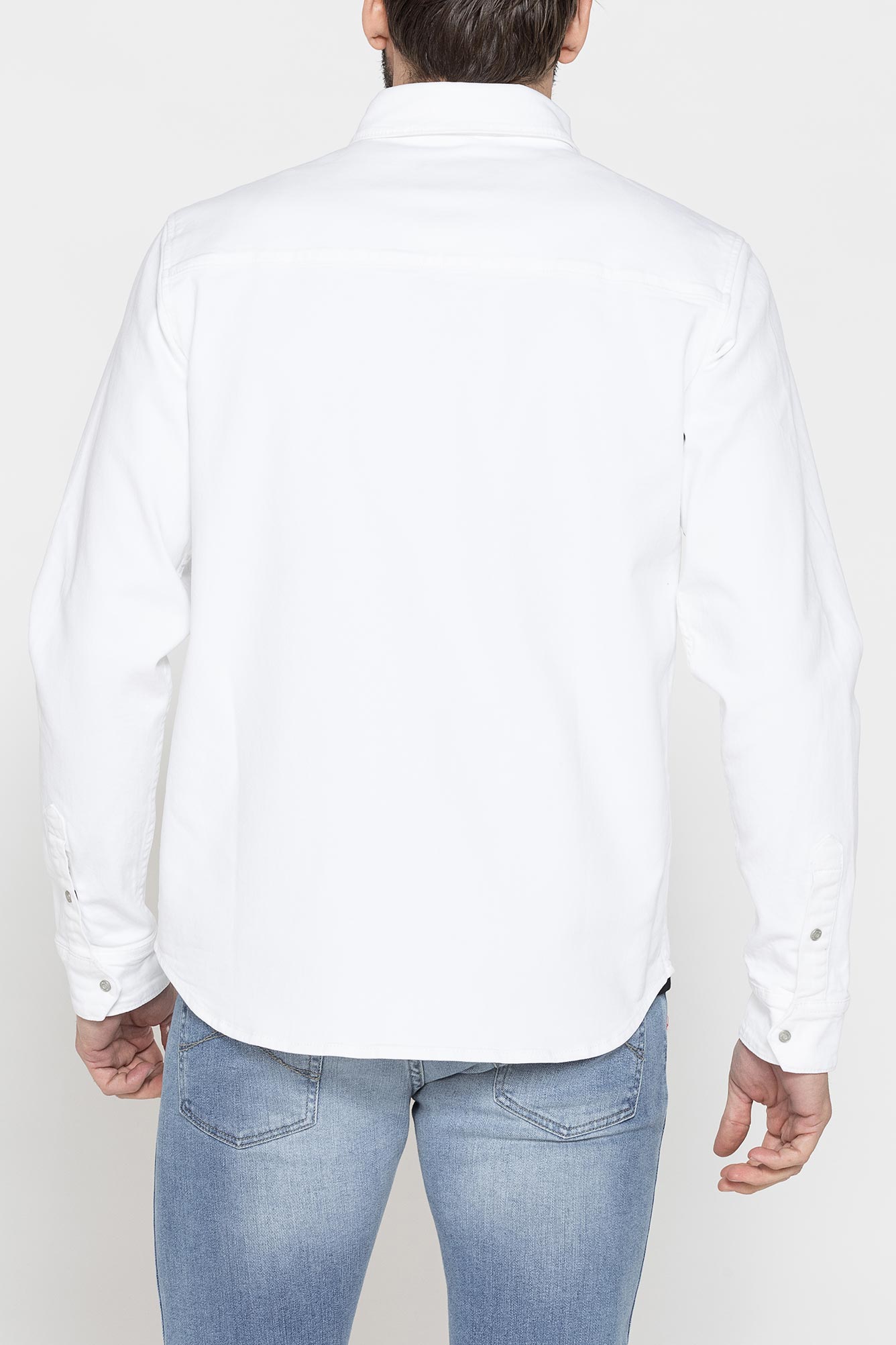 giacca manica lunga in bull denim effetto vintage