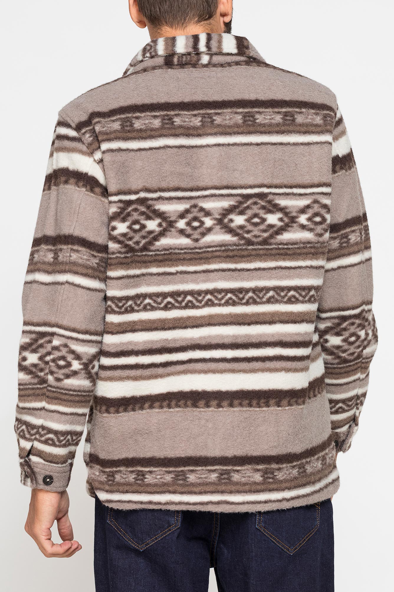 giacca camicia in tessuto pesante stampato tipo pile