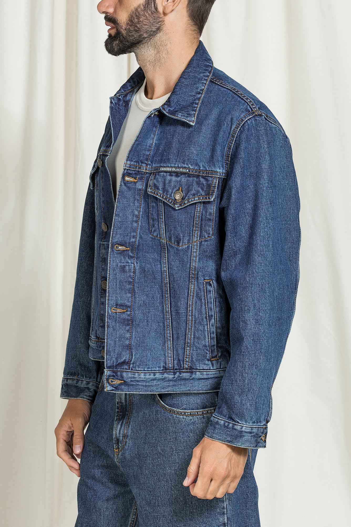 giacca comfort fit carrera replica in denim