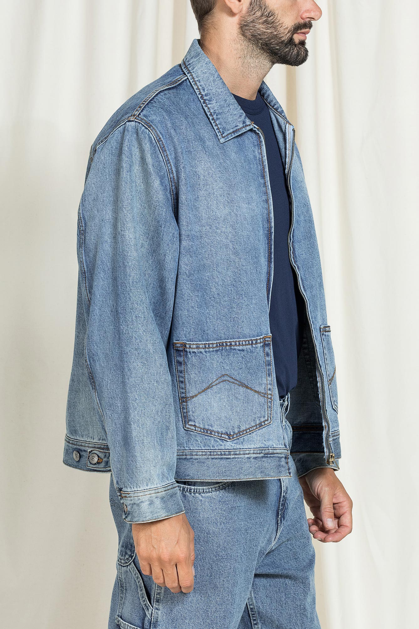 giacca carrera replica modello trucker in jeans