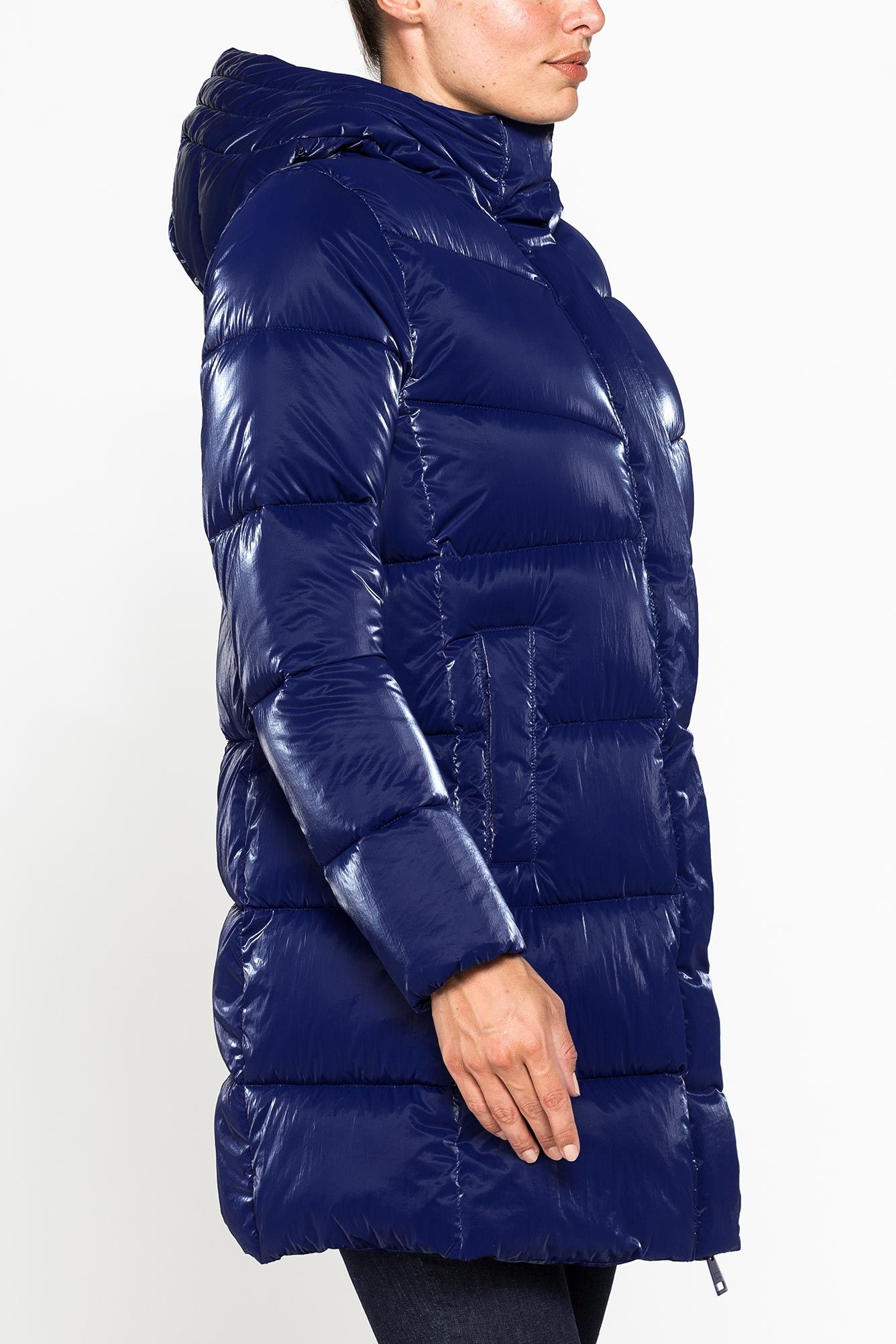 giaccone midi comfort fit in tessuto satinato