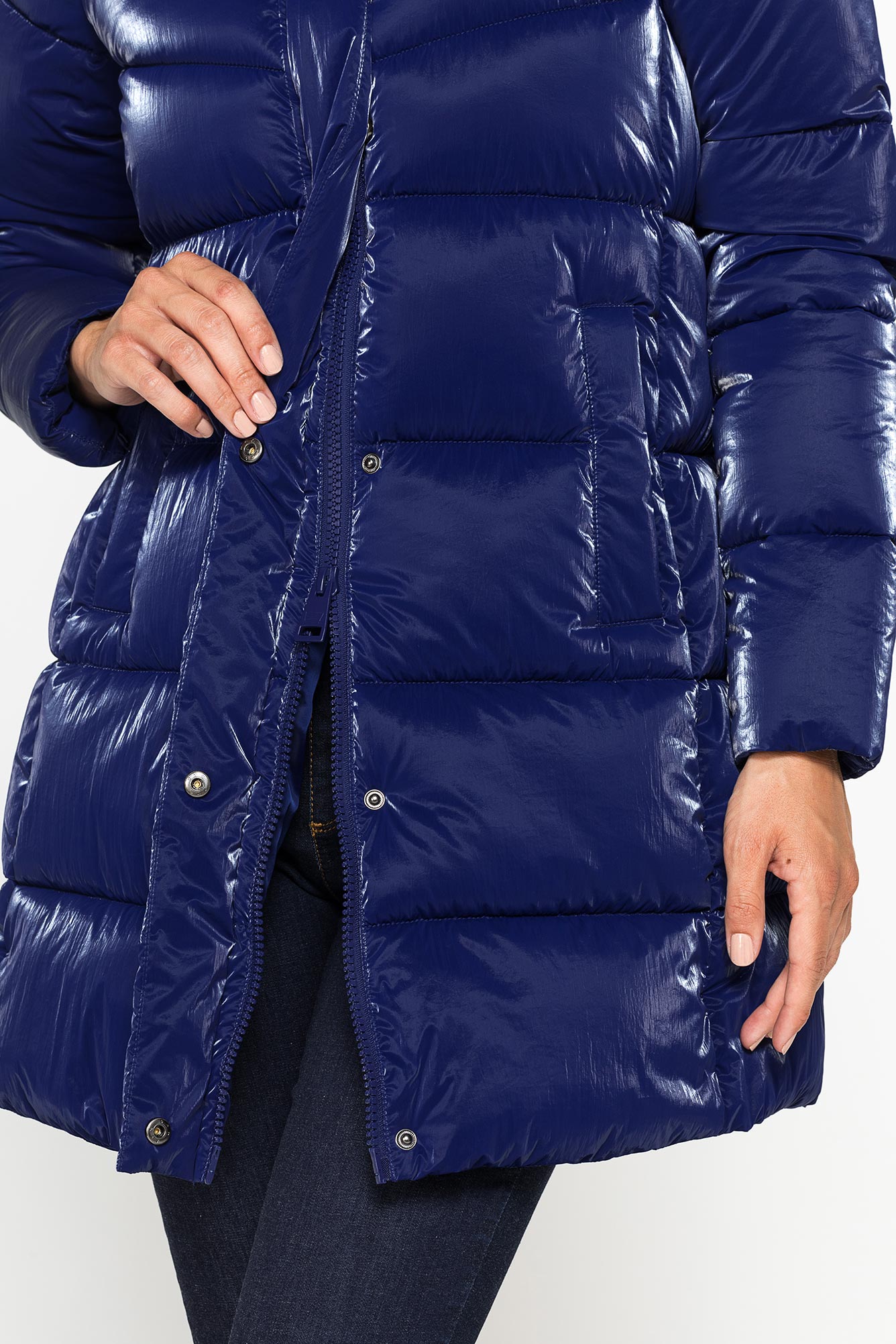 giaccone midi comfort fit in tessuto satinato