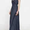 abito lungo con top incrociato in denim leggero 7oz