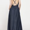 abito lungo con top incrociato in denim leggero 7oz