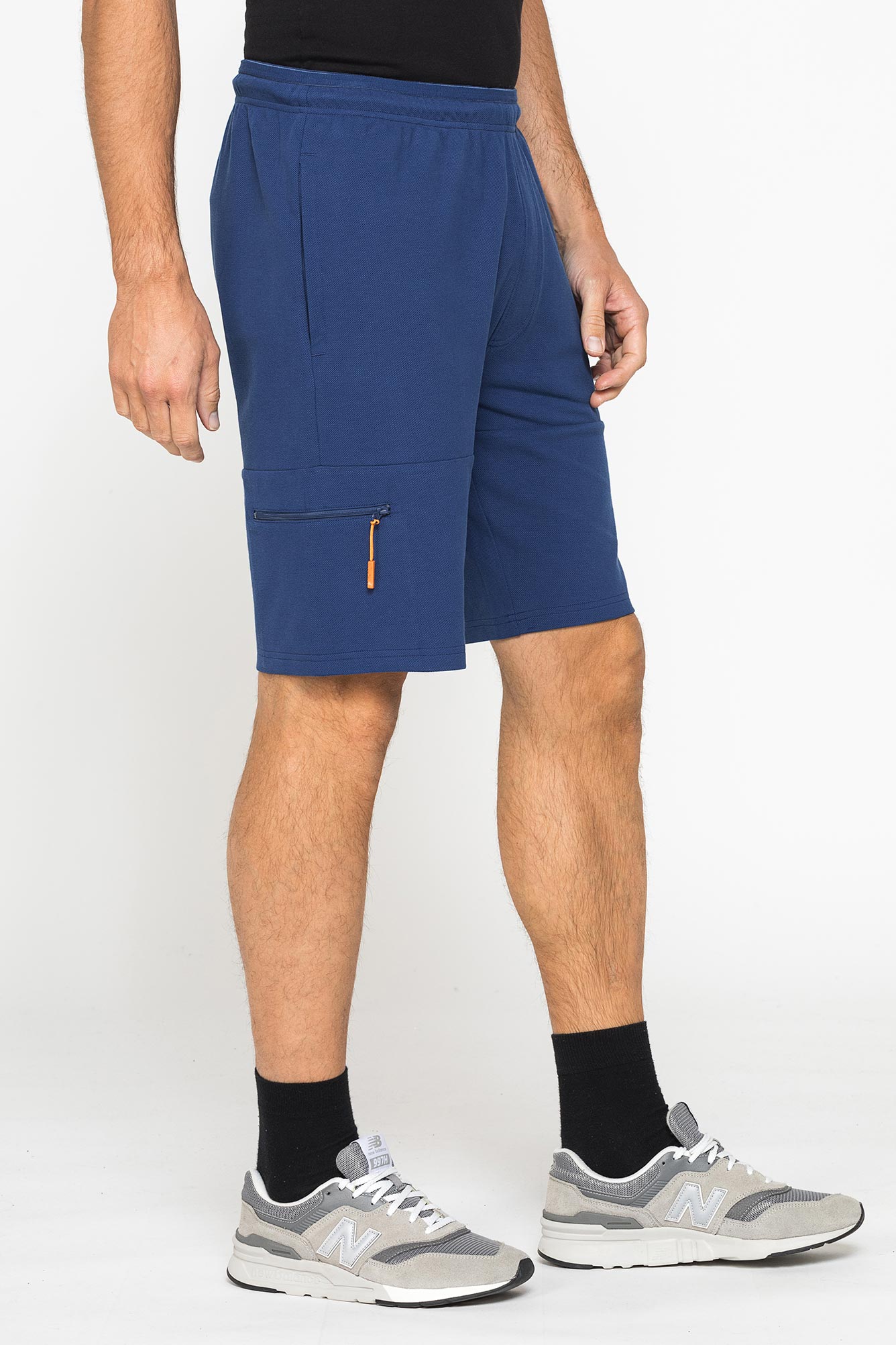 bermuda sportivi in piquet di cotone con zip