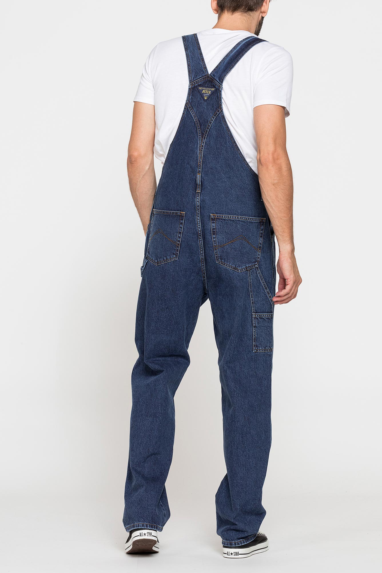 salopette worker in denim pesante old style da 13,5 oz.