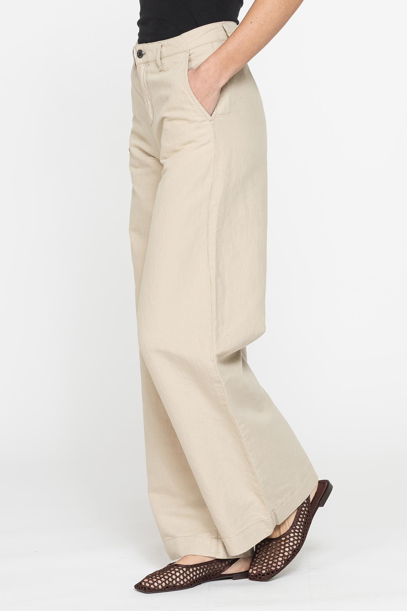 pantalone mod.763 in tessuto lino cotone