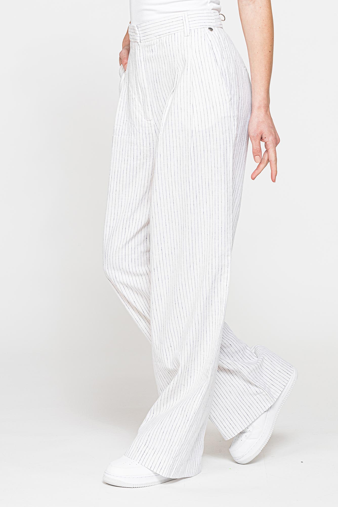 pantalone palazzo in tessuto lino cotone