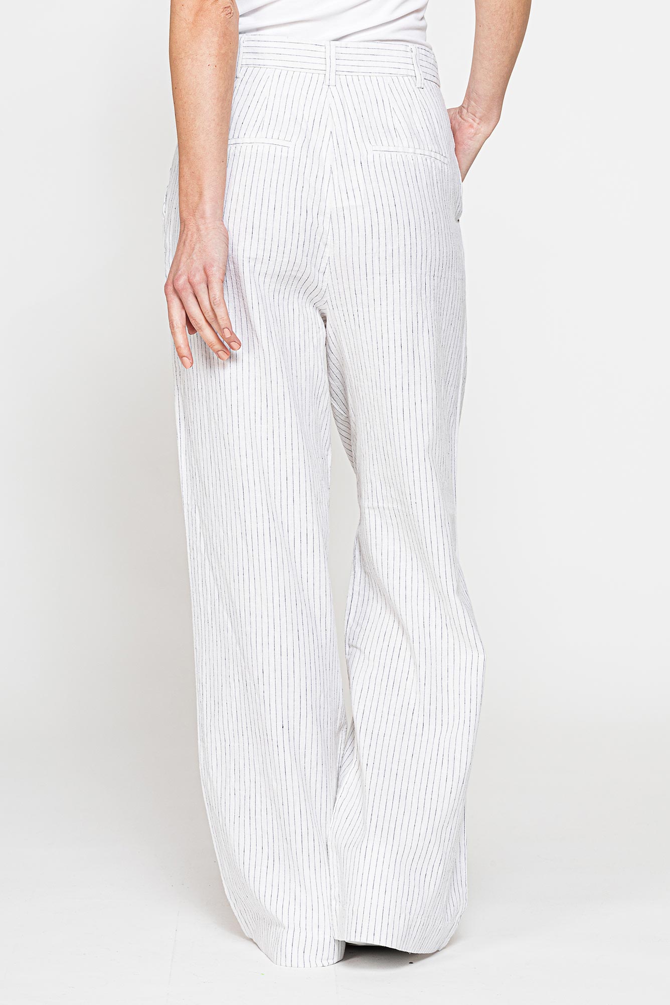 pantalone palazzo in tessuto lino cotone