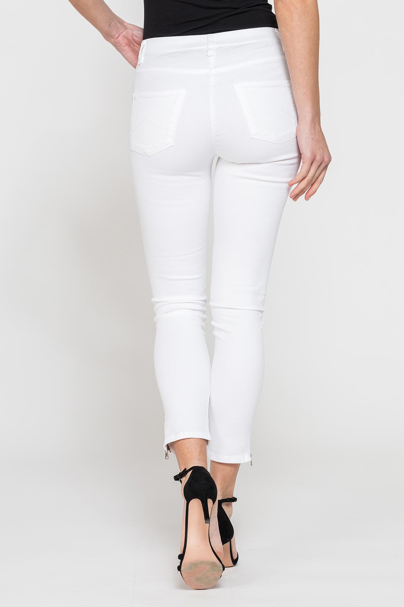 legg jeans capri con zip sul fondo in gabardina super stretch 9,3oz