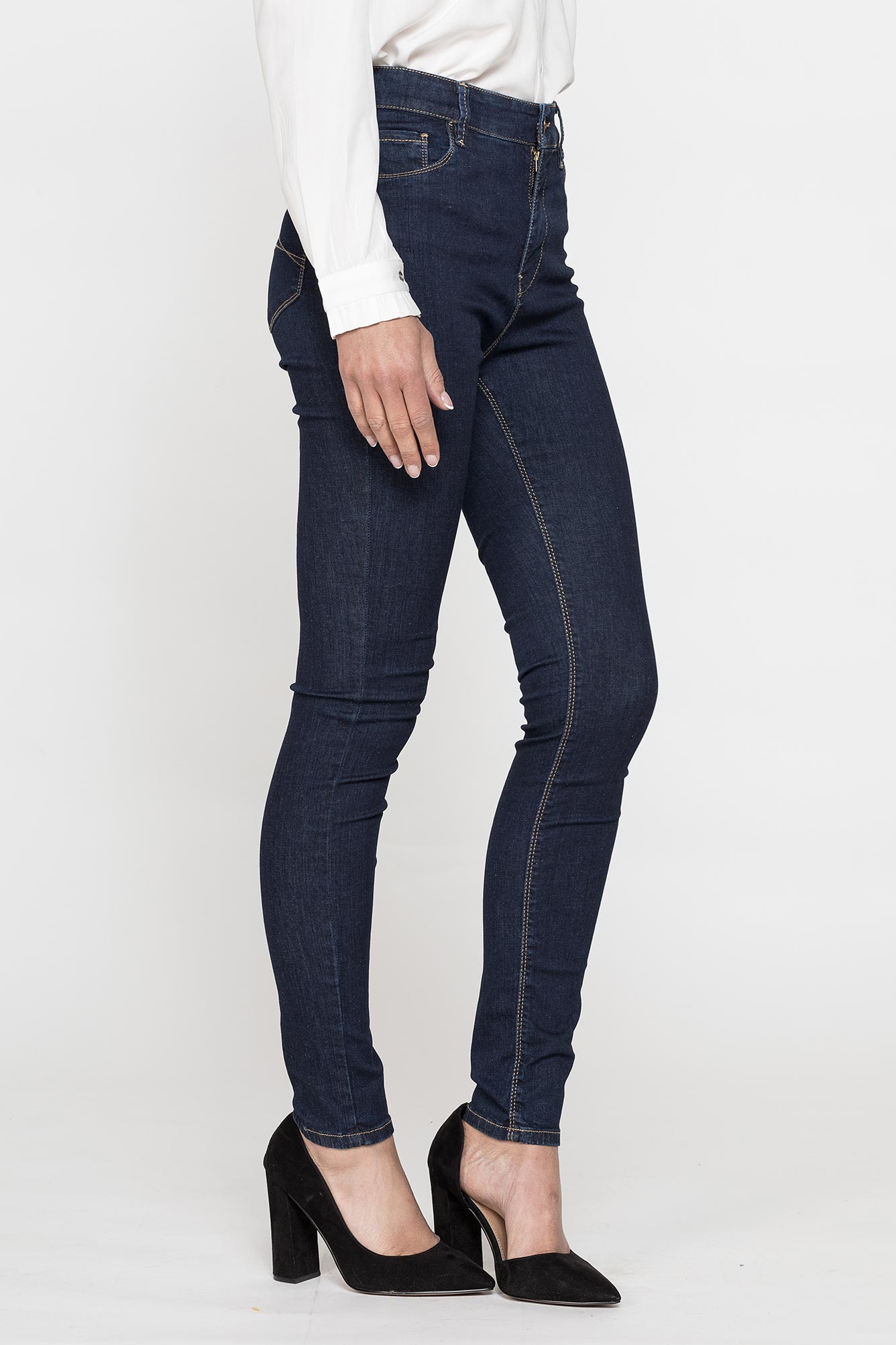 jeans donna vita alta 5 tasche mod.773b in denim stretch