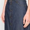 gonna lunga con arricciatura in denim leggero 7oz
