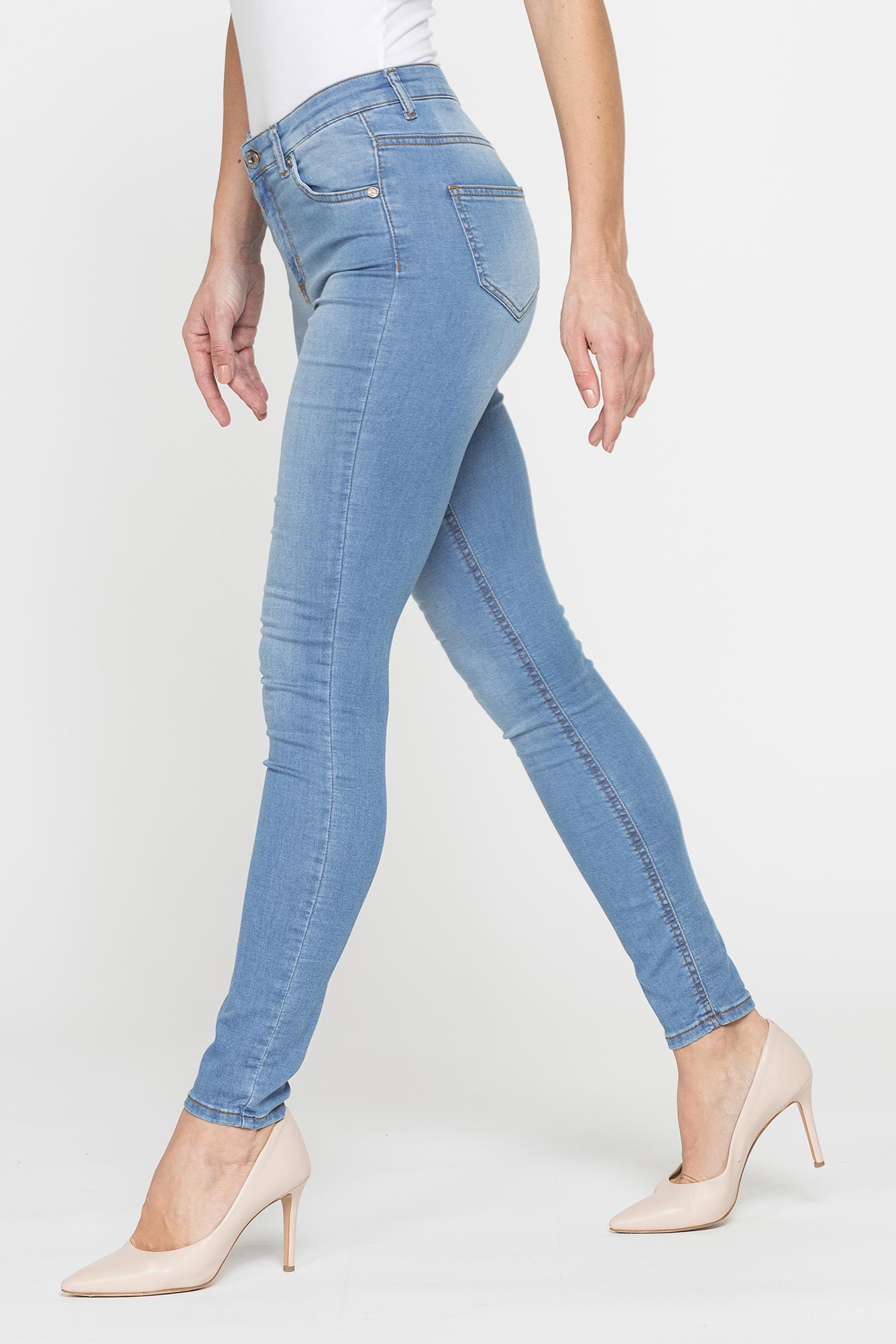 legg jeans donna 5 tasche con zip