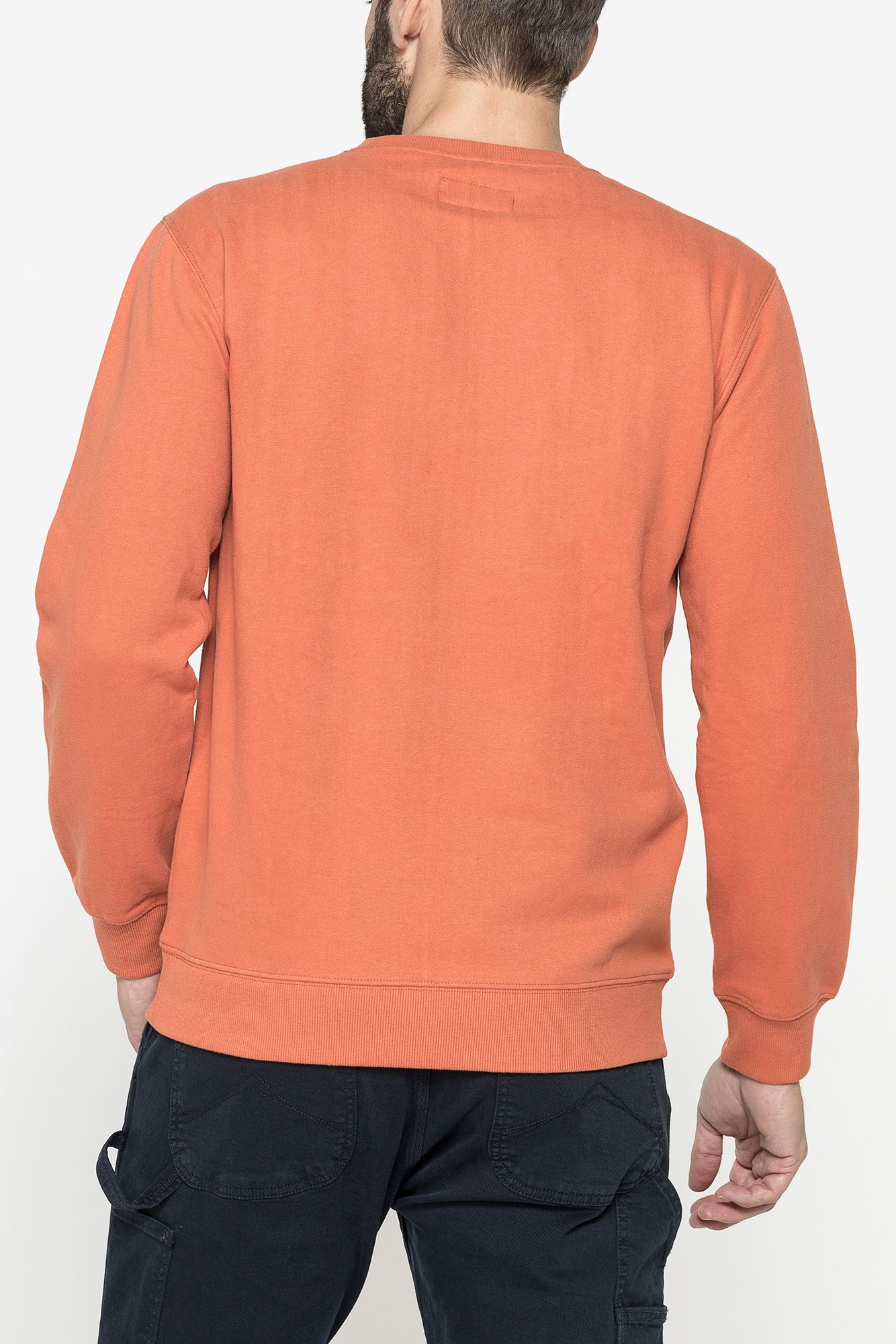 girocollo manica lunga di felpa in misto cotone felpata