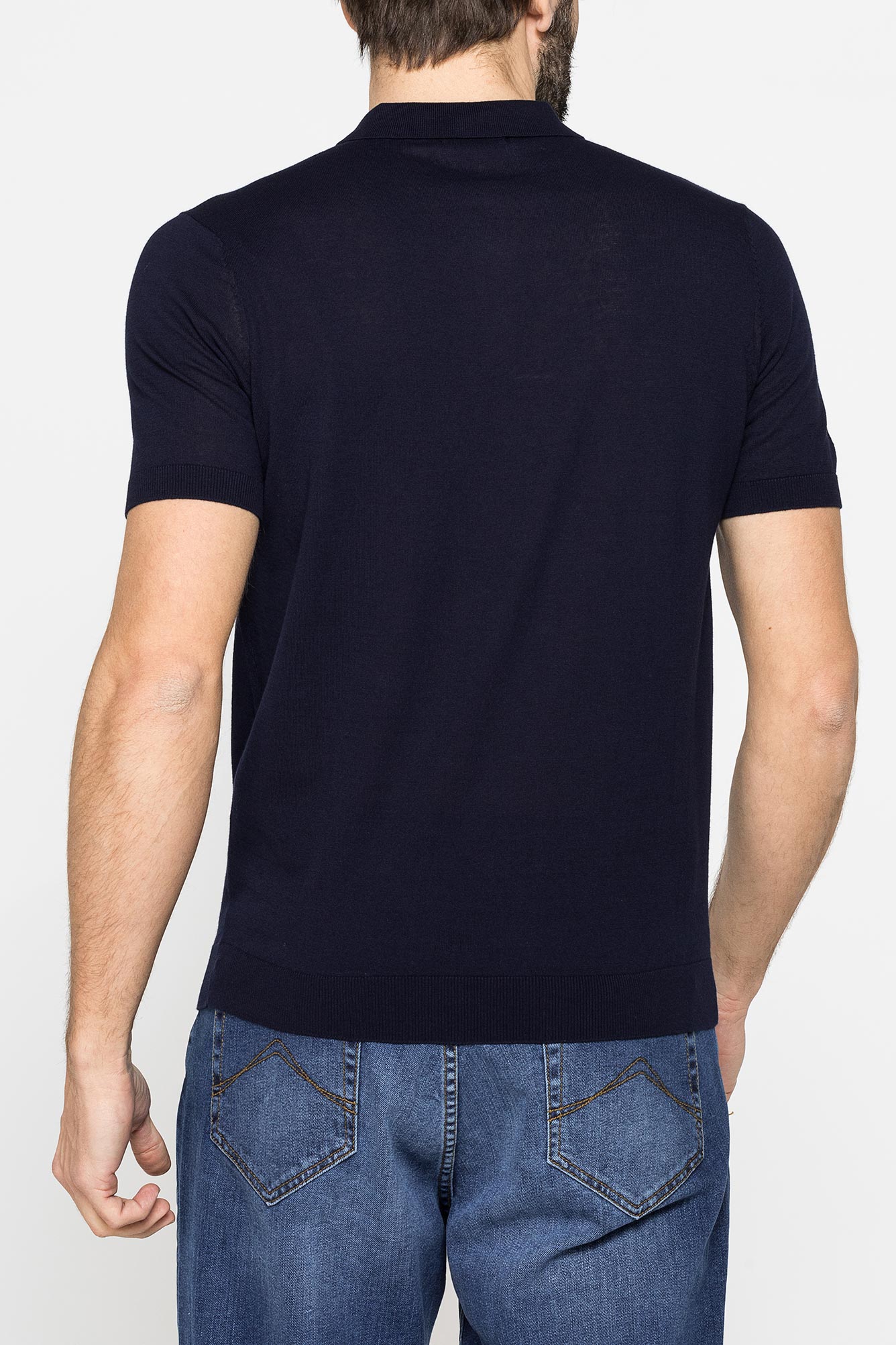 polo 2 bottoni da uomo in crepe di cotone