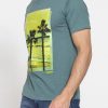 t shirt scollo a v corto, con stampa. in jersey fiammato di cotone t shirt scollo a v corto, con stampa. in jersey fiammato di cotone