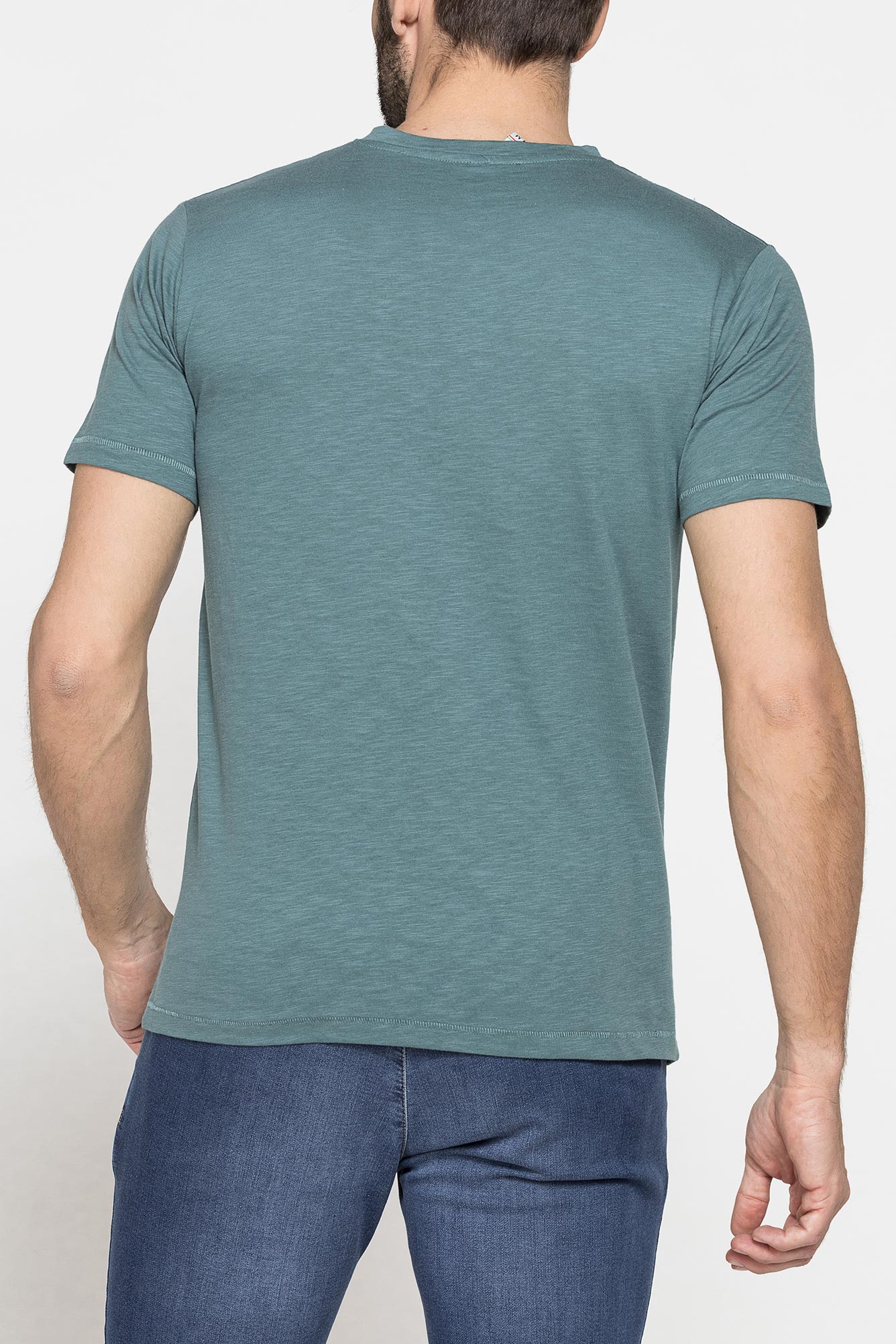 t shirt scollo a v corto, con stampa. in jersey fiammato di cotone t shirt scollo a v corto, con stampa. in jersey fiammato di cotone