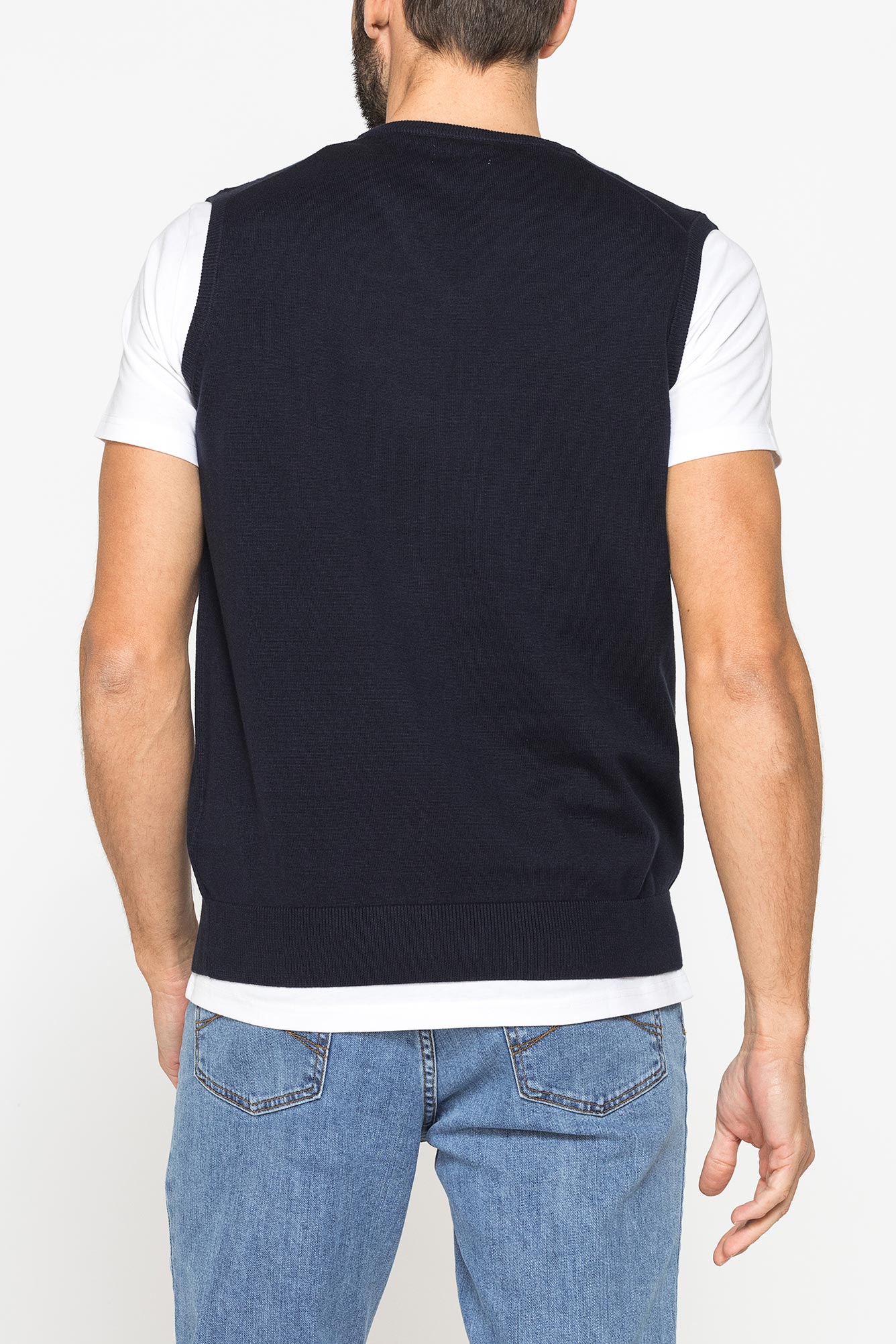 maglia in cotone organico da uomo con scollo a v