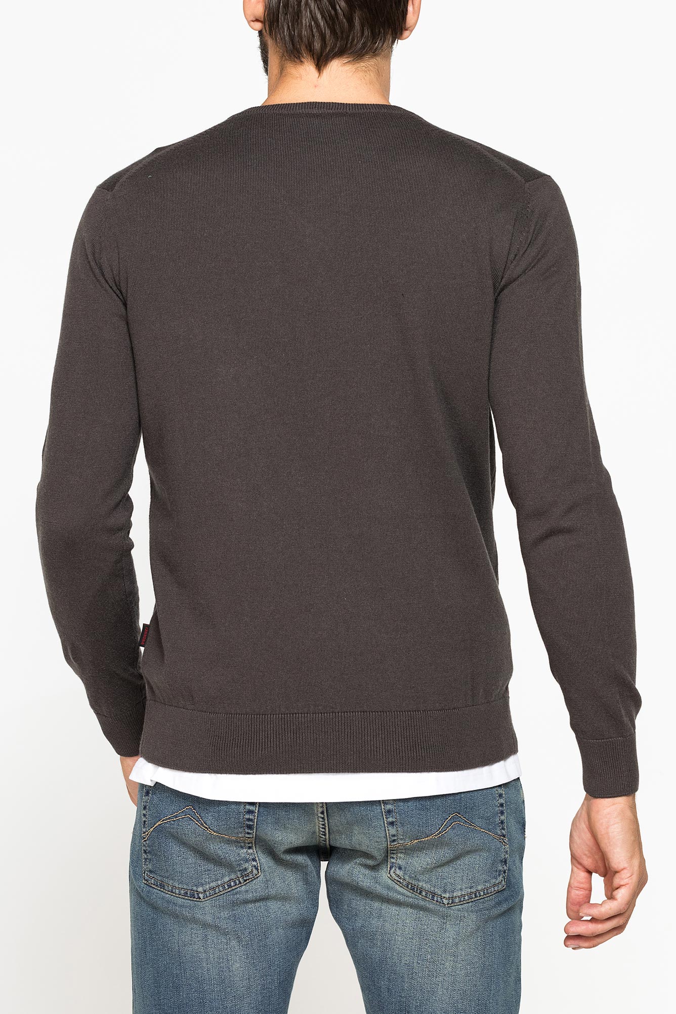 maglia scollo a v in cotone organico e lana merino