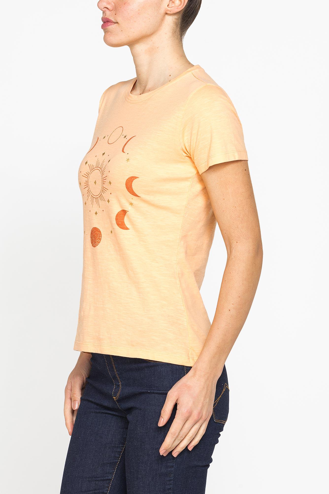 t shirt con stampa in jersey slub di puro cotone
