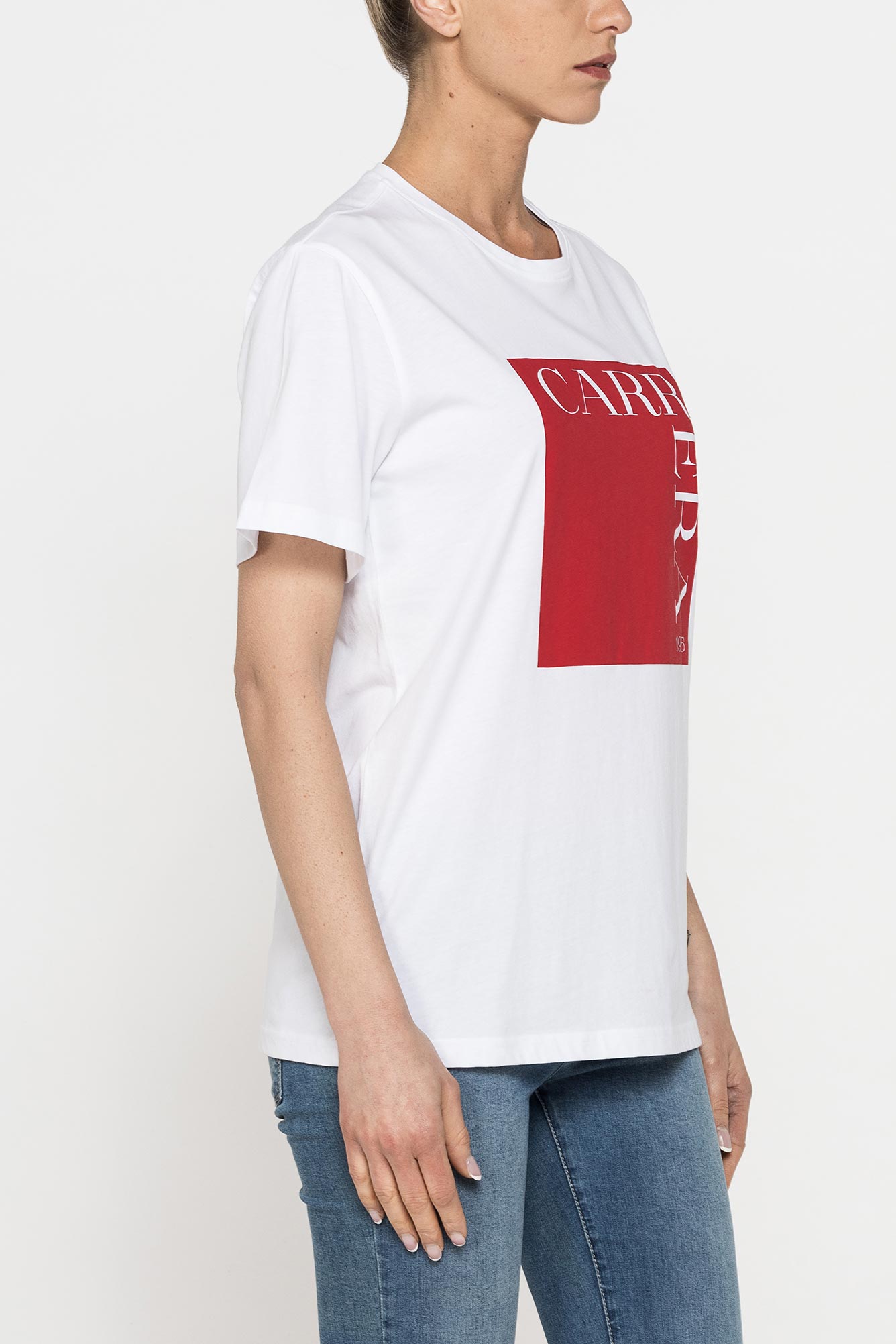 t shirt girocollo in cotone con stampa new logo carrera t shirt girocollo in cotone con stampa new logo carrera