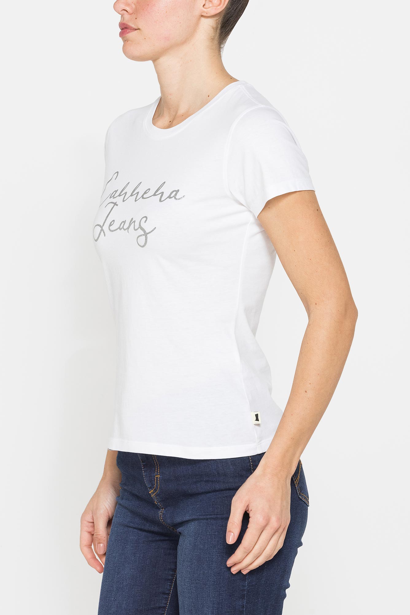 t shirt con stampa fromtale in jersey di cotone