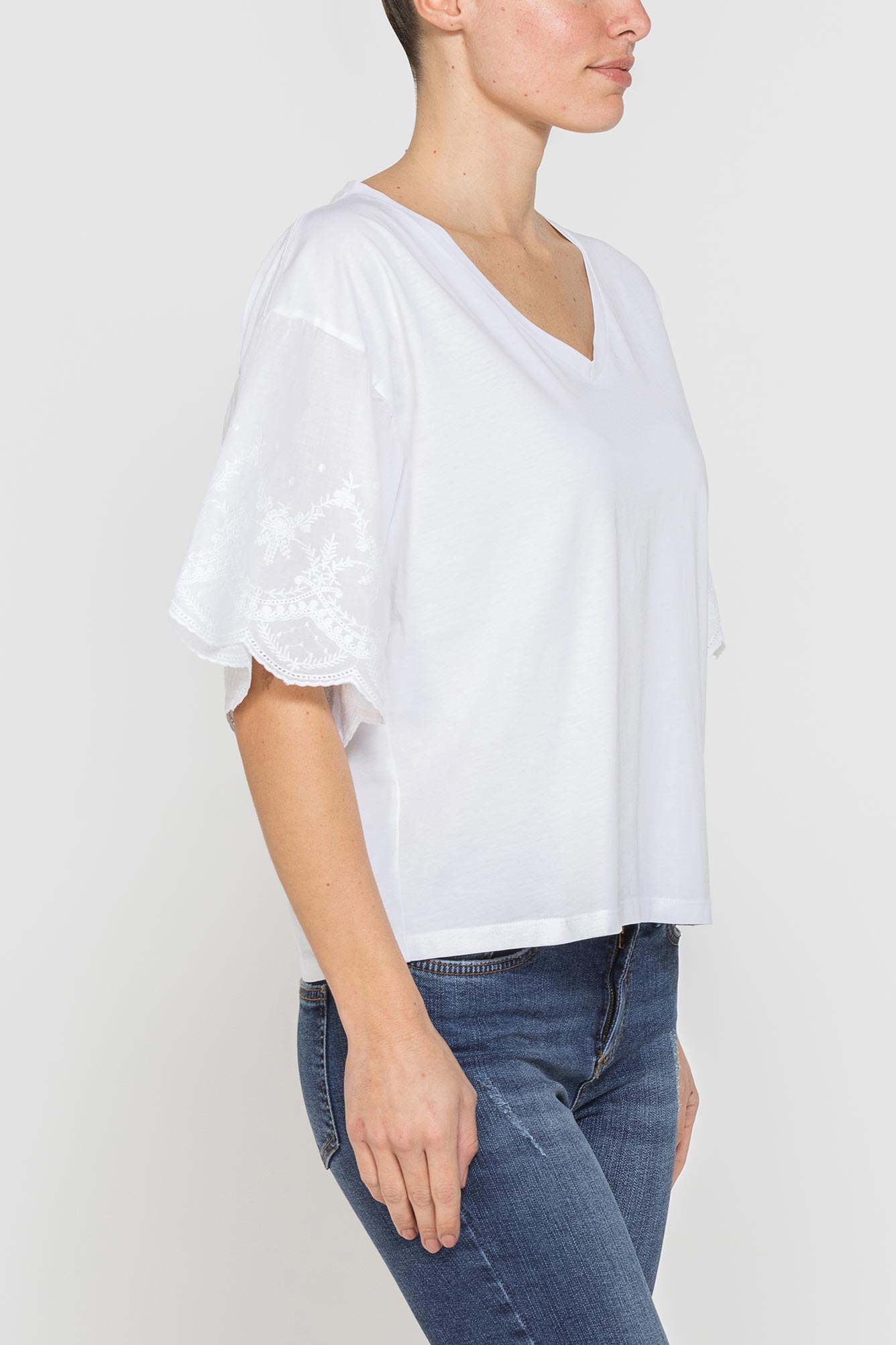 t shirt con maniche sangallo comfort fit