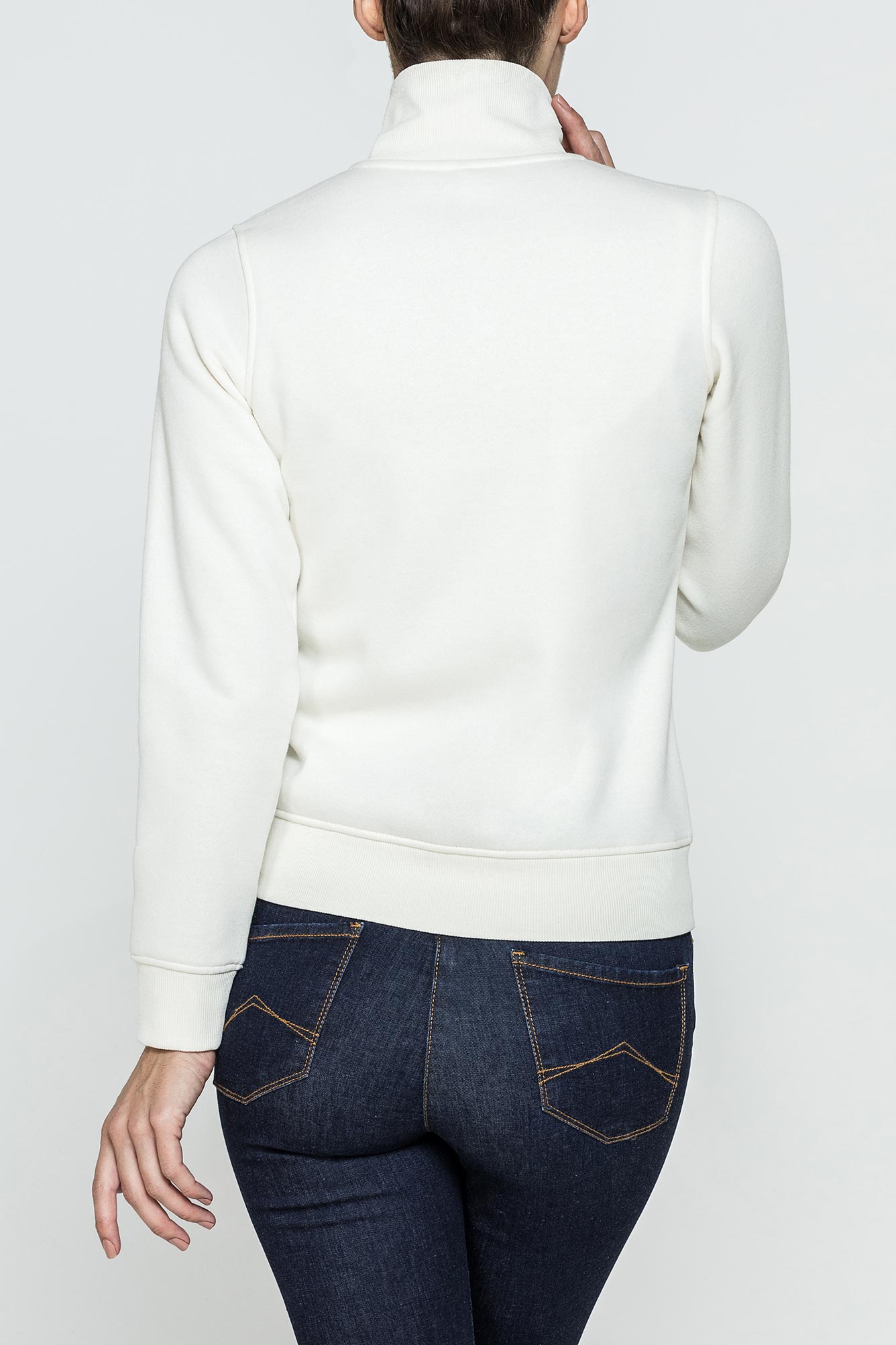 felpa full zip a collo alto in tessuto felpato