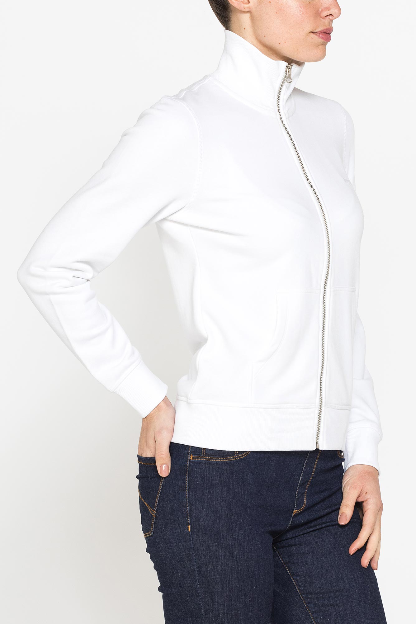 felpa full zip con collo alto