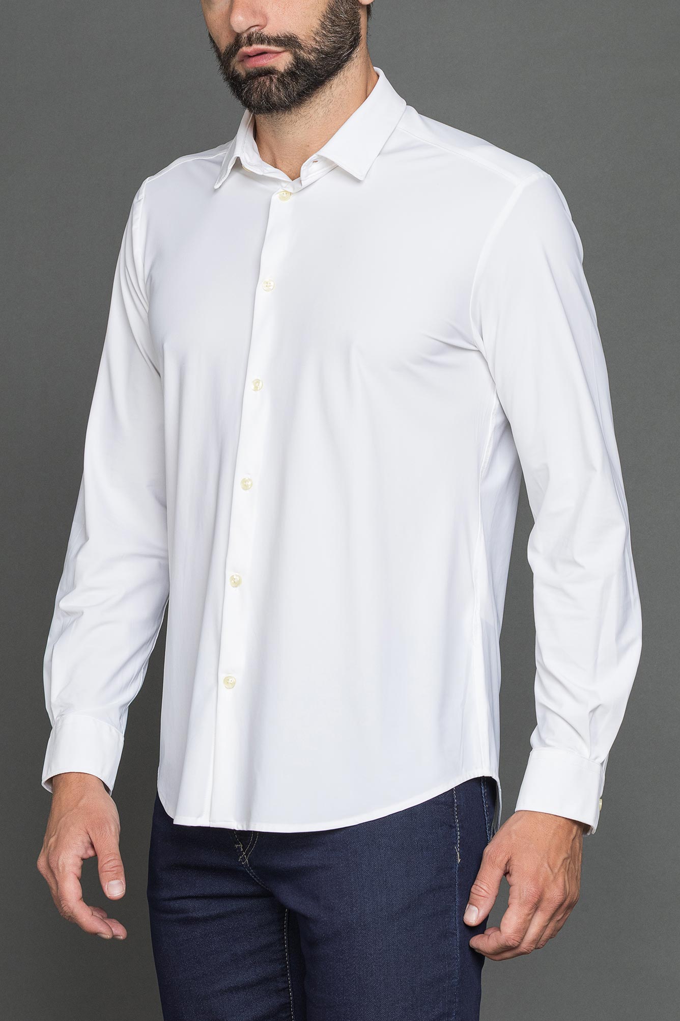 camicia passport in tessuto comfort stretch no stiro