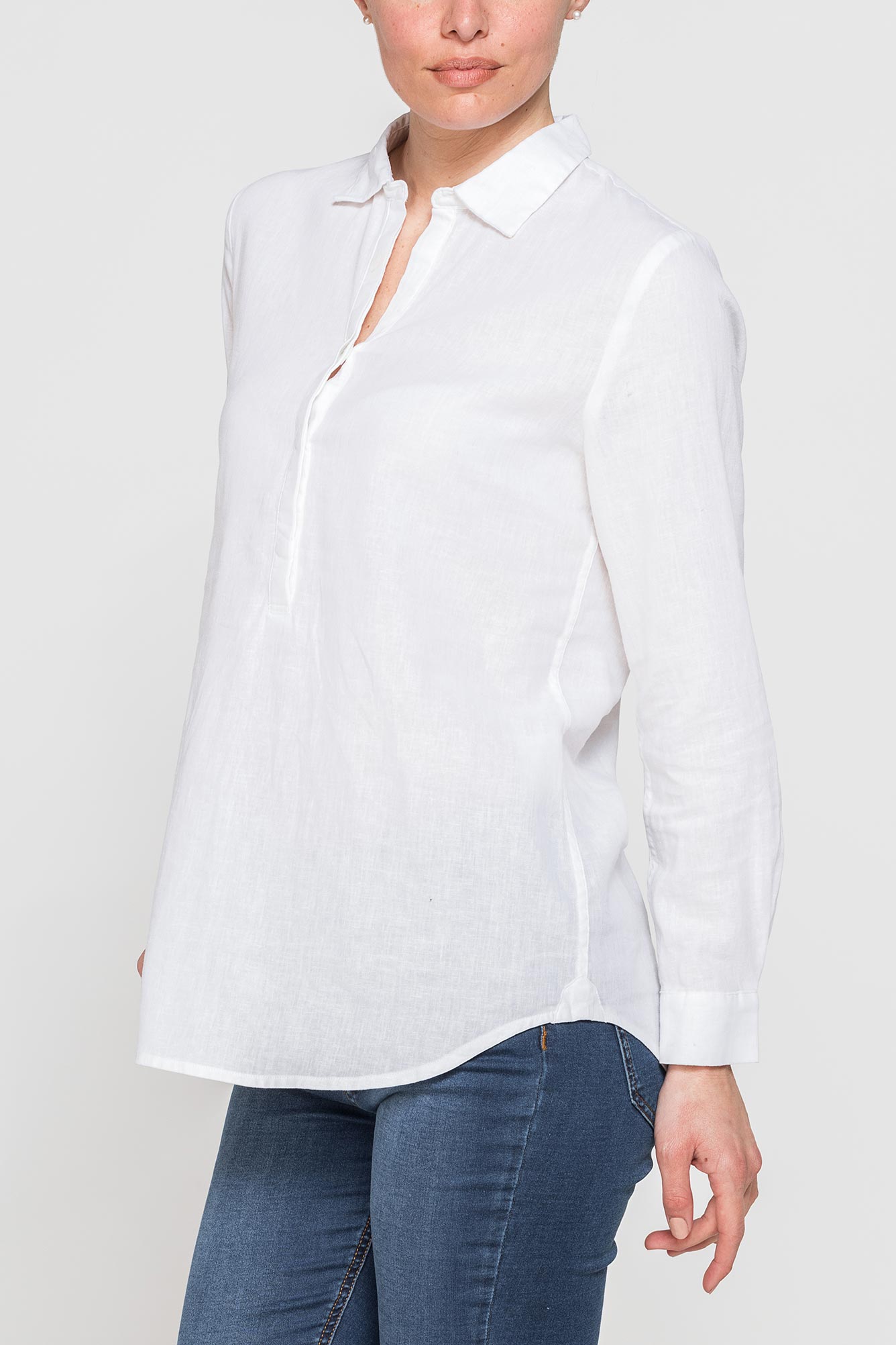 camicia modello serafino in tessuto lino cotone