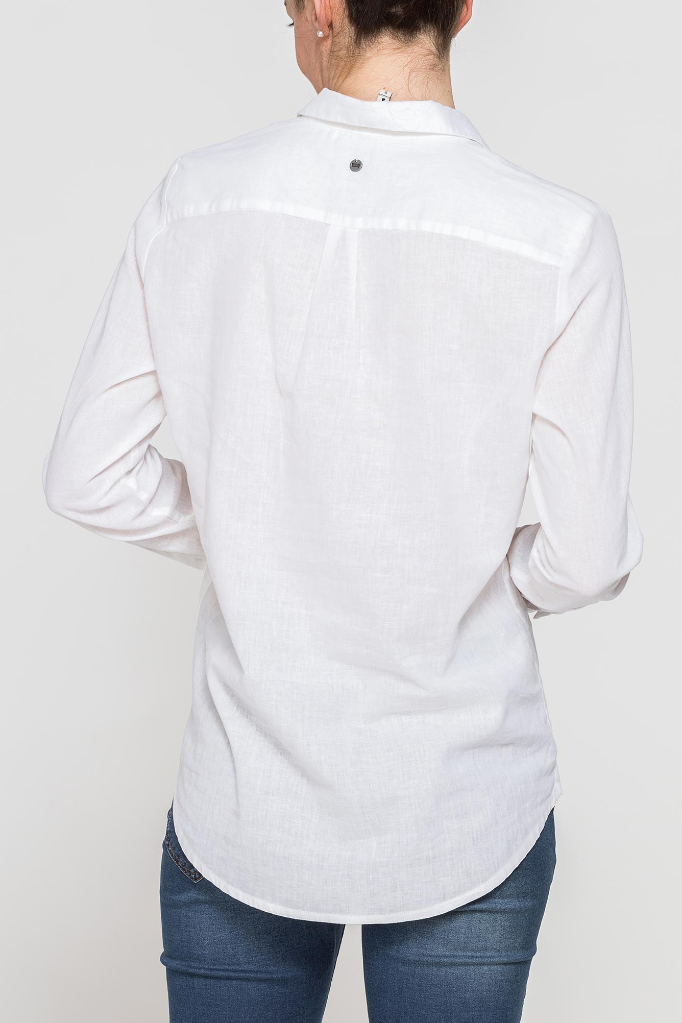 camicia modello serafino in tessuto lino cotone