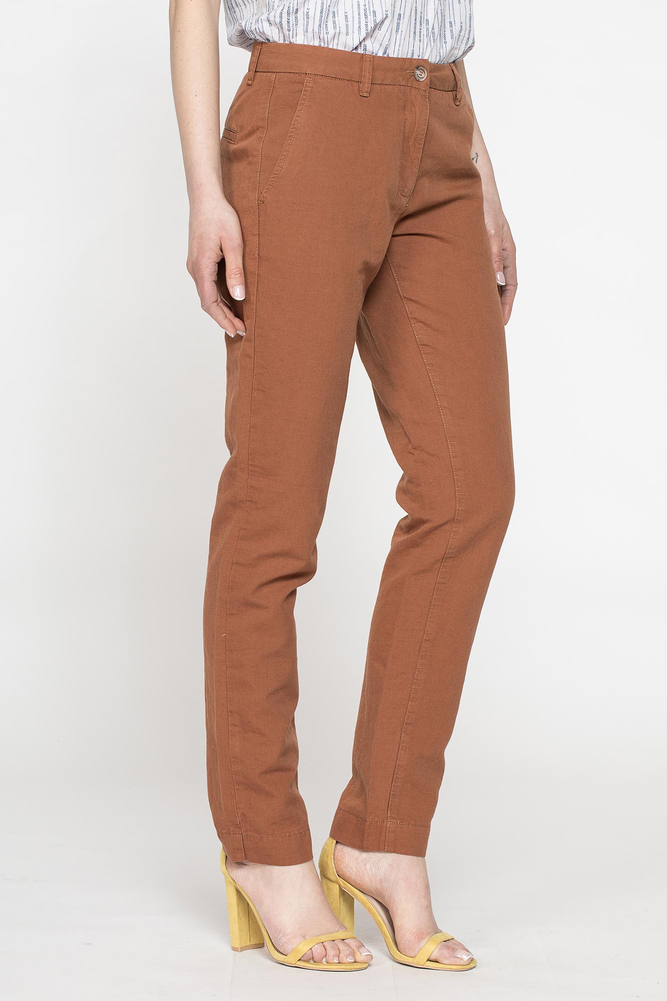 pantalone chino in misto lino
