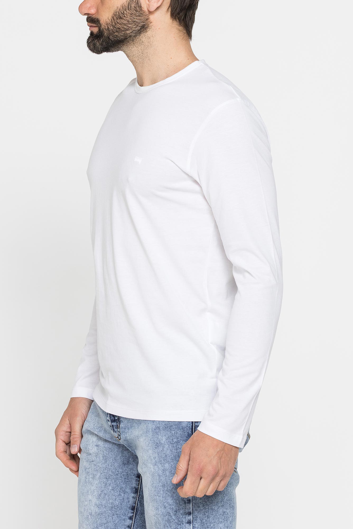 t shirt manica lunga tinta unita in cotone organico