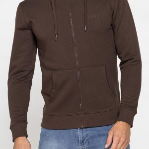 FELPA PESANTE GARZATA CON CAPPUCCIO E ZIP