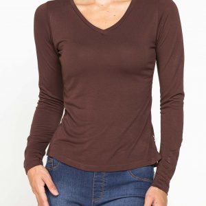 T-SHIRT SCOLLO A V MANICA LUNGA
